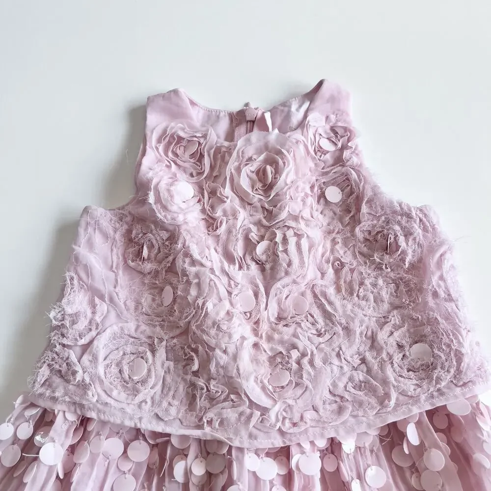 Billieblush Girls Pink Sequence Chiffon Fancy Party Dress size 2 - Picture 2 of 8